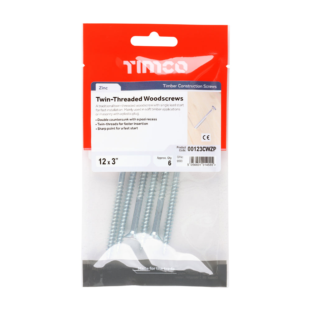 Twin-Threaded Woodscrews - PZ - Double Countersunk - Zinc | 12 x 3 additional image 2