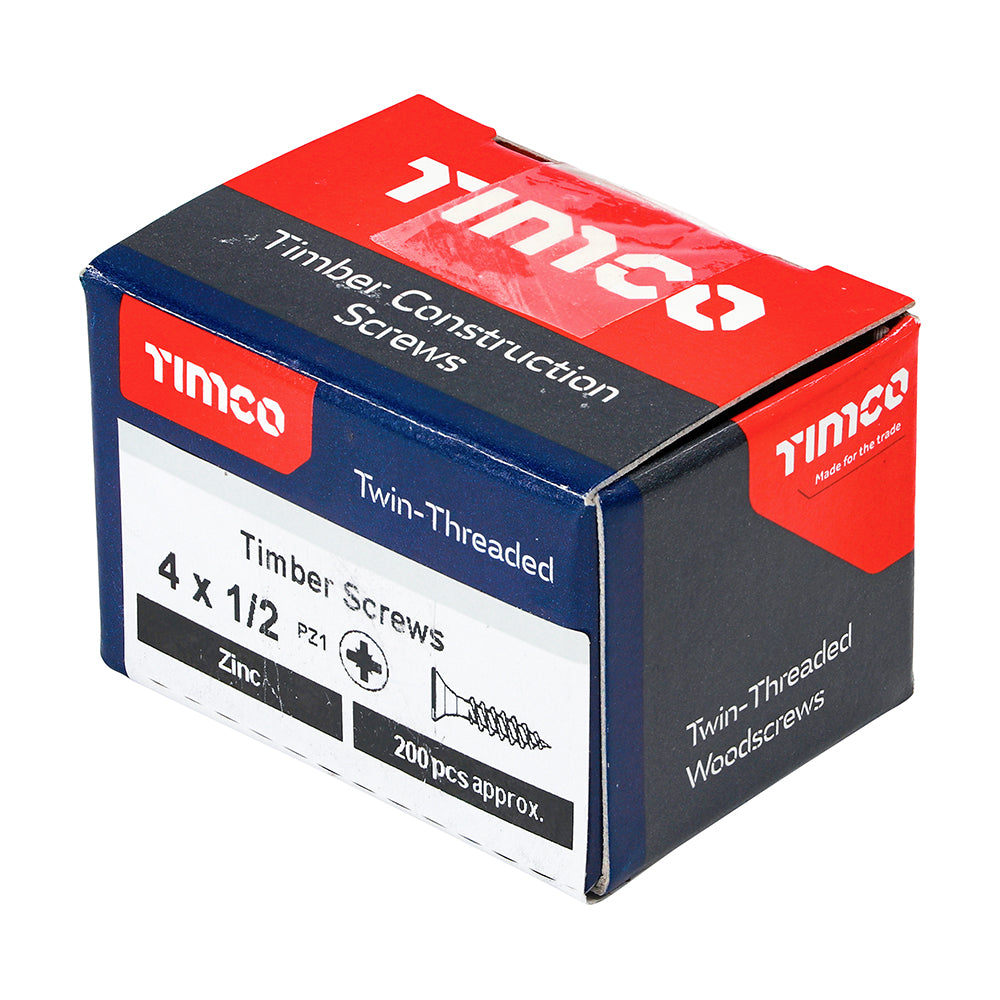 Twin-Threaded Woodscrews - PZ - Double Countersunk - Zinc | 4 x 1/2 additional image 2