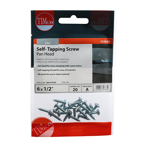Self-Tapping Screws - PZ - Pan - Zinc | 6 x 1/2 additional image 2