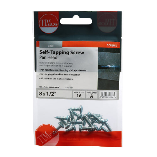 Self-Tapping Screws - PZ - Pan - Zinc | 8 x 1/2 additional image 2