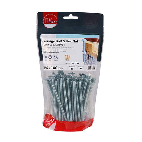 Carriage Bolts & Hex Nuts - Zinc | M6 x 100 additional image 2