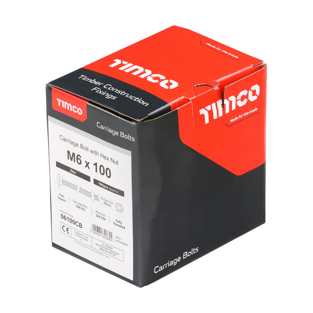 Carriage Bolts & Hex Nuts - Zinc | M6 x 100 additional image 2