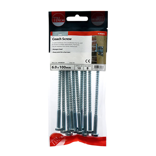Coach Screws - Hex - Zinc | 6.0 x 100 additional image 2