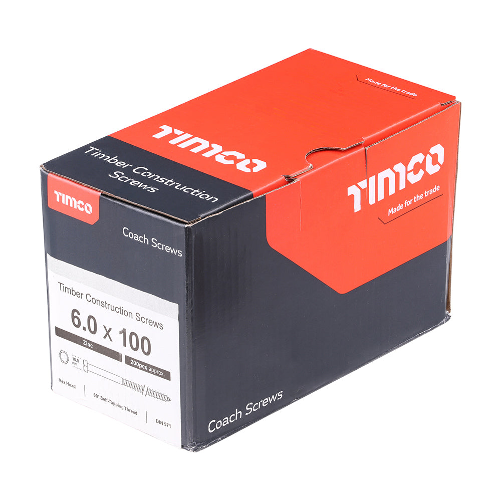 Coach Screws - Hex - Zinc | 6.0 x 100 additional image 2