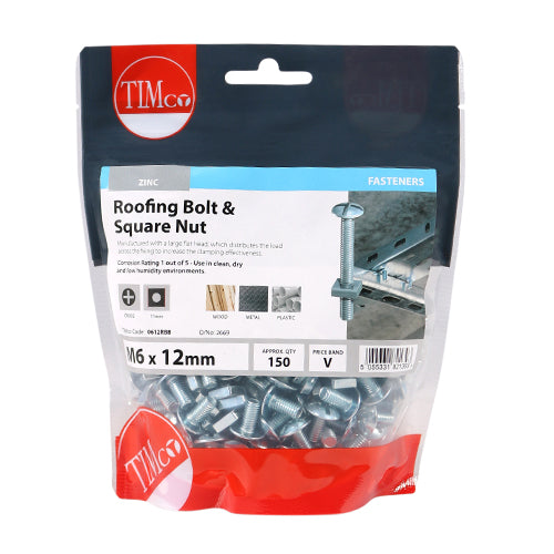 Roofing Bolts & Square Nuts - Zinc | M6 x 12 additional image 3