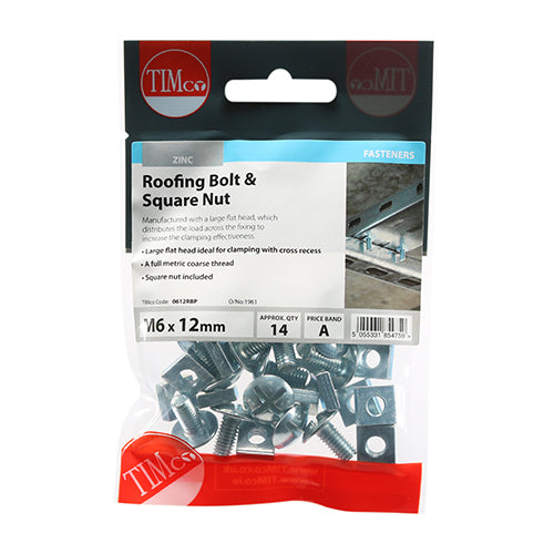 Roofing Bolts & Square Nuts - Zinc | M6 x 12 additional image 3
