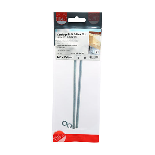 Carriage Bolts & Hex Nuts - Zinc | M6 x 150 additional image 2
