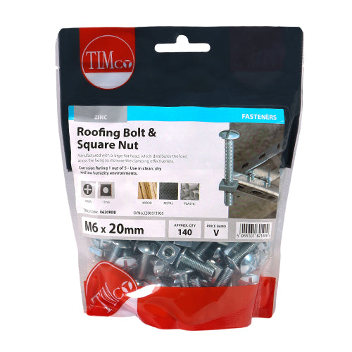 Roofing Bolts & Square Nuts - Zinc | M6 x 20 additional image 3