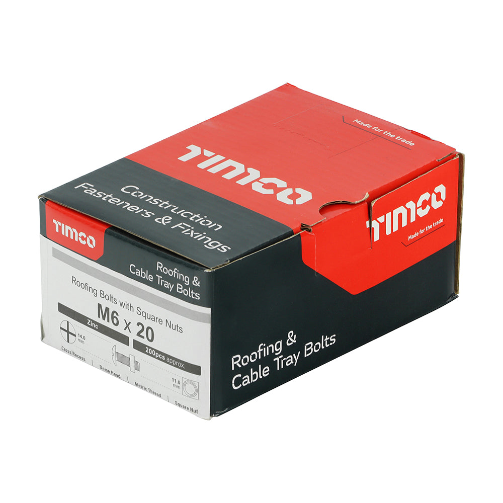 Roofing Bolts with Square Nuts - Zinc | M6 x 20 additional image 2