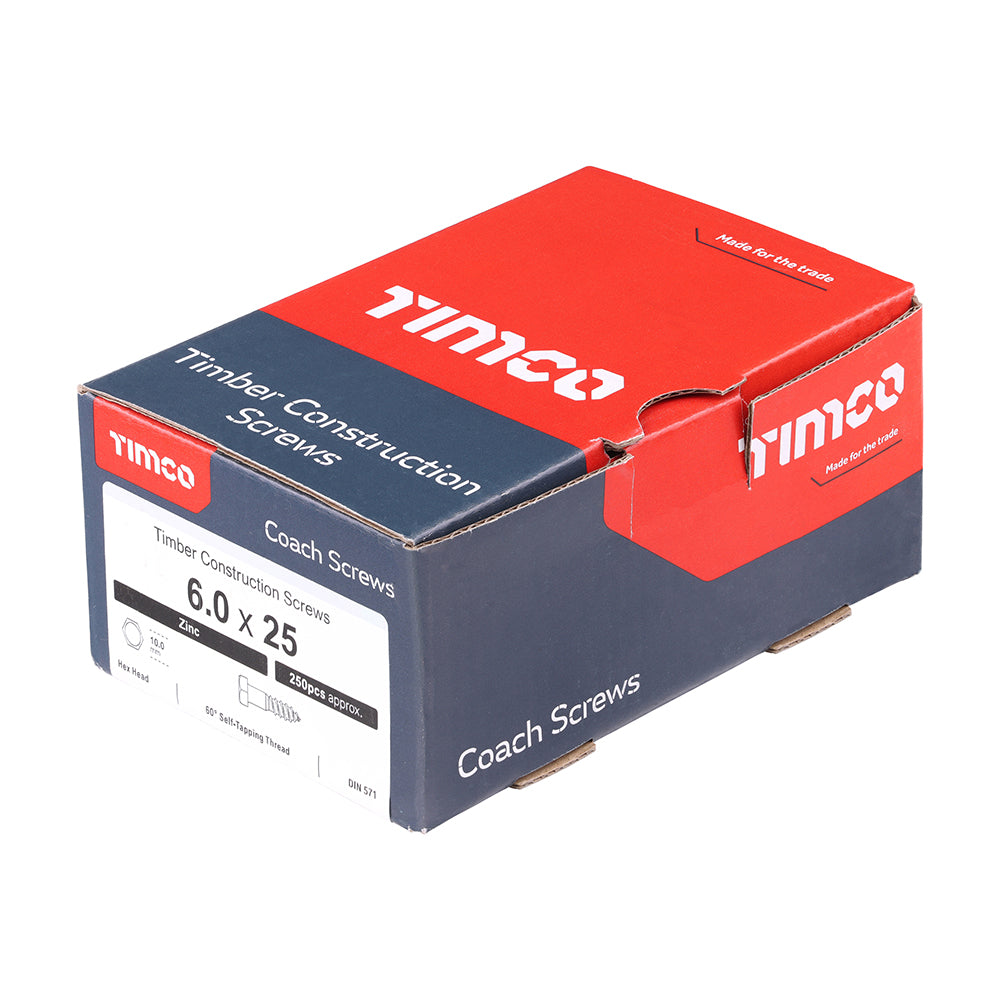 Coach Screws - Hex - Zinc | 6.0 x 25 additional image 2
