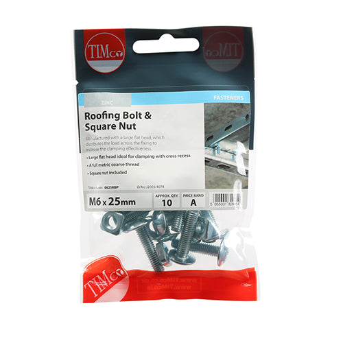 Roofing Bolts & Square Nuts - Zinc | M6 x 25 additional image 3