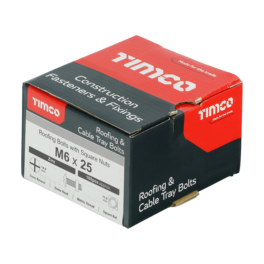 Roofing Bolts with Square Nuts - Zinc | M6 x 25 additional image 2