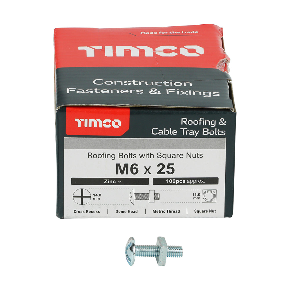 Roofing Bolts with Square Nuts - Zinc | M6 x 25 additional image 3