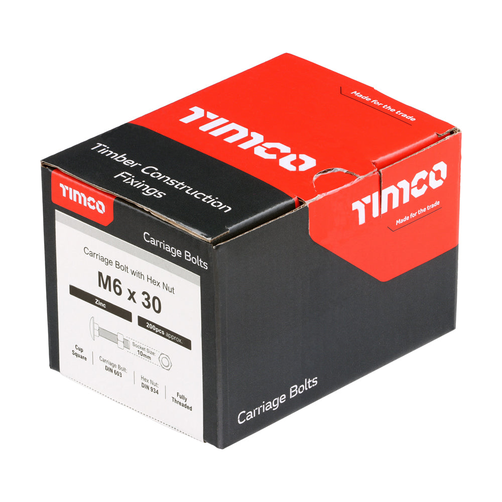 Carriage Bolts & Hex Nuts - Zinc | M6 x 30 additional image 2