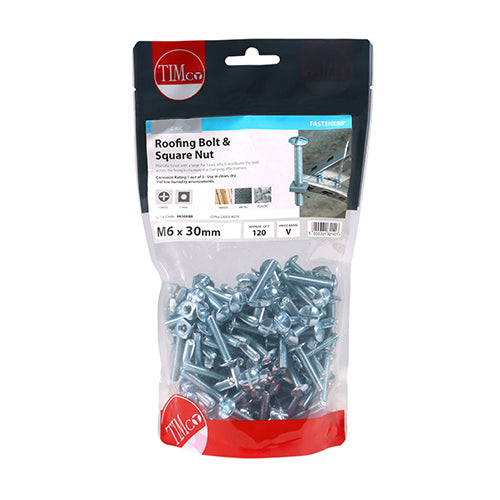Roofing Bolts & Square Nuts - Zinc | M6 x 30 additional image 3