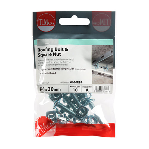 Roofing Bolts & Square Nuts - Zinc | M6 x 30 additional image 3