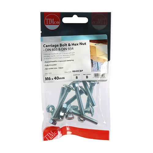 Carriage Bolts & Hex Nuts - Zinc | M6 x 40 additional image 2