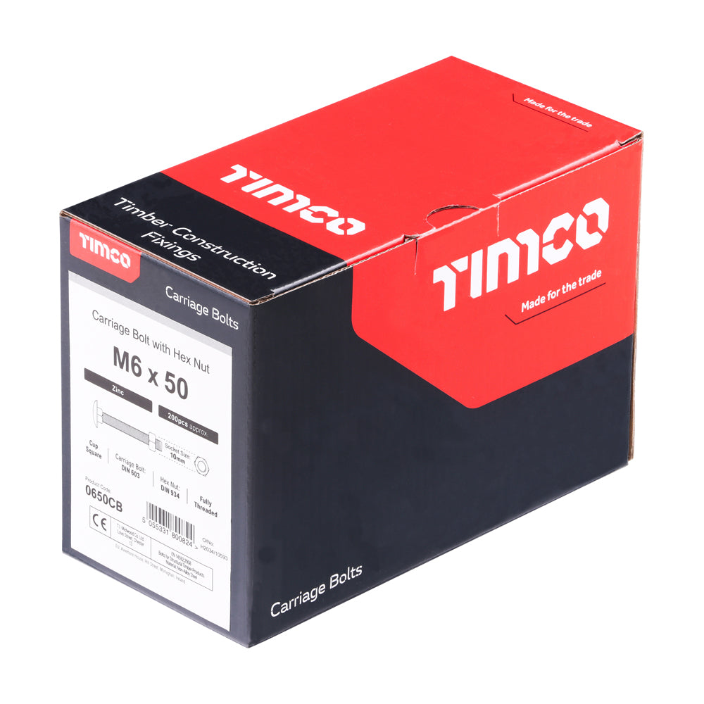 Carriage Bolts & Hex Nuts - Zinc | M6 x 50 additional image 2