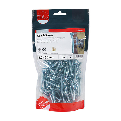 Coach Screws - Hex - Zinc | 6.0 x 50 additional image 3