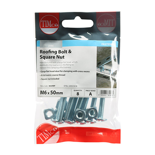 Roofing Bolts & Square Nuts - Zinc | M6 x 50 additional image 3