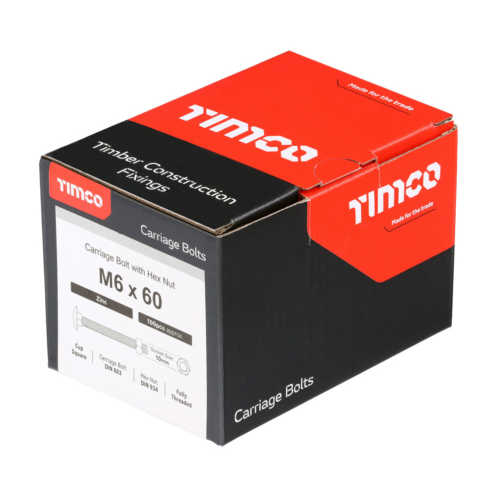 Carriage Bolts & Hex Nuts - Zinc | M6 x 60 additional image 2