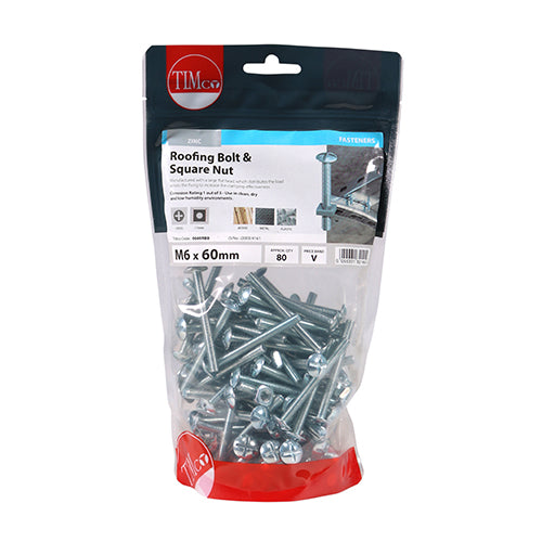 Roofing Bolts & Square Nuts - Zinc | M6 x 60 additional image 3