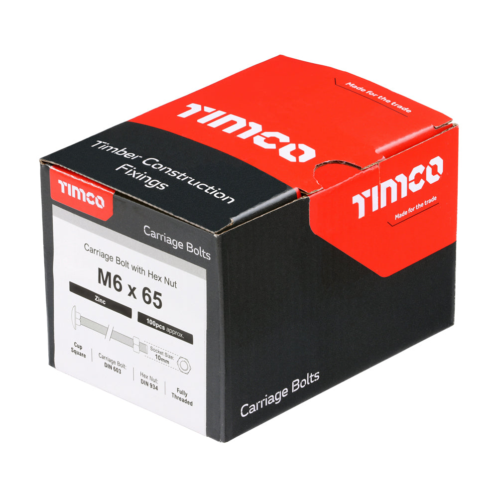 Carriage Bolts & Hex Nuts - Zinc | M6 x 65 additional image 2