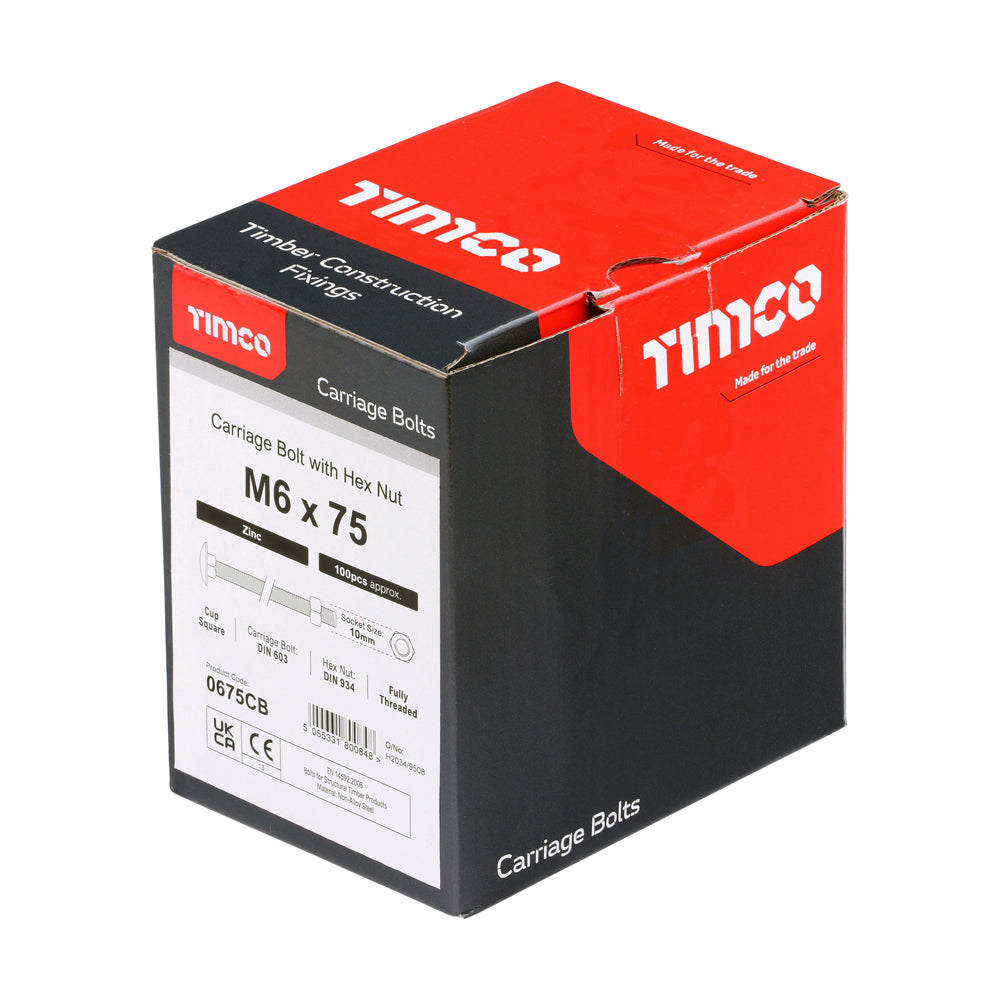 Carriage Bolts & Hex Nuts - Zinc | M6 x 75 additional image 2