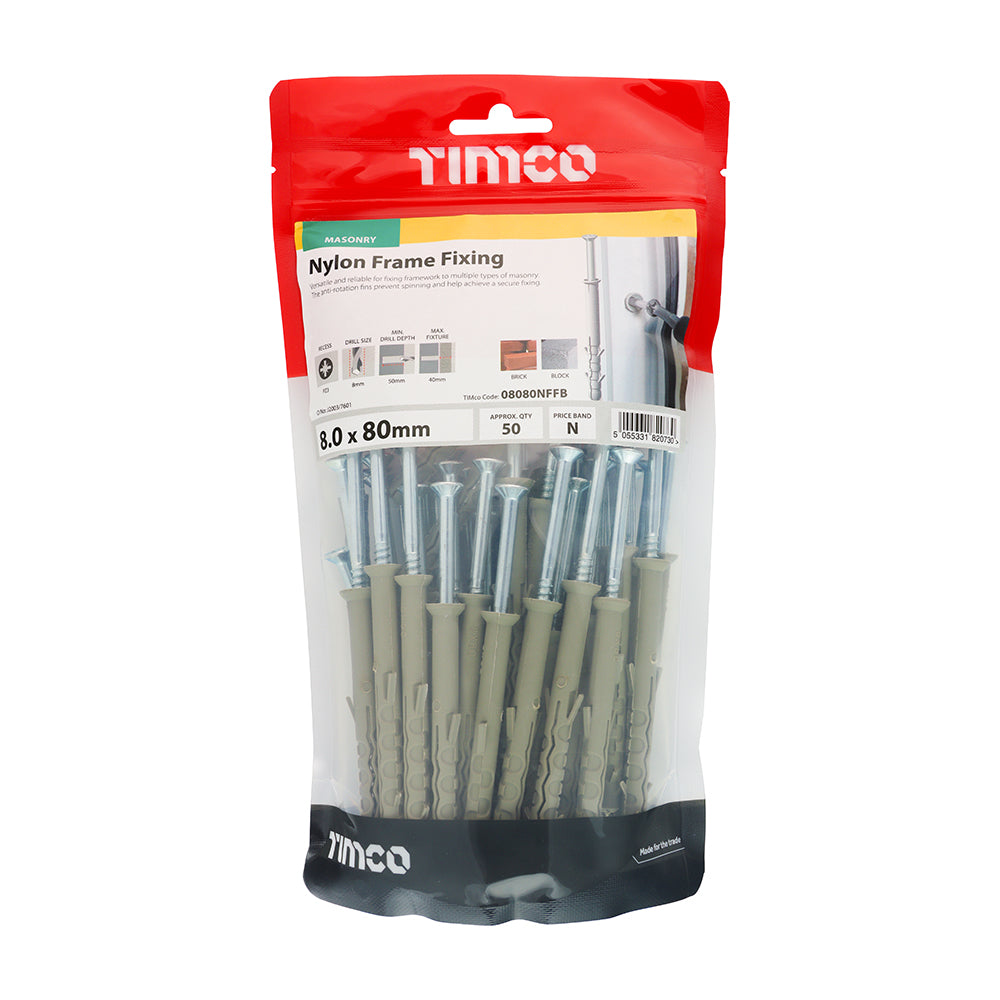 Nylon Frame Fixings - PZ - Zinc | 8.0 x 80 additional image 2