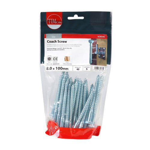 Coach Screws - Hex - Zinc | 8.0 x 100 additional image 3