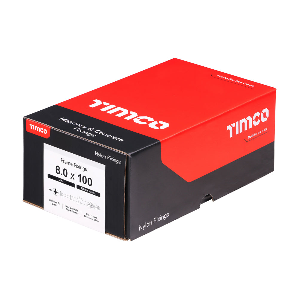 Nylon Frame Fixing - PZ - Zinc | 8.0 x 100 additional image 2