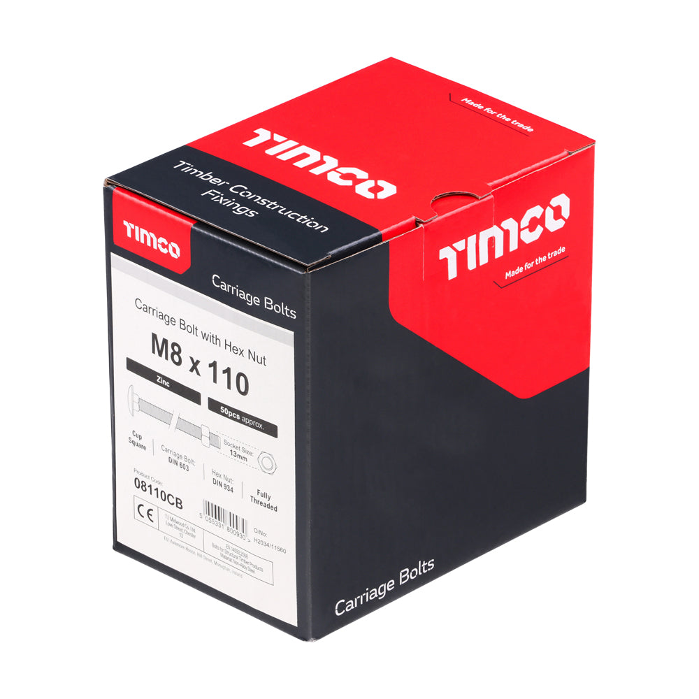 Carriage Bolts & Hex Nuts - Zinc | M8 x 110 additional image 2