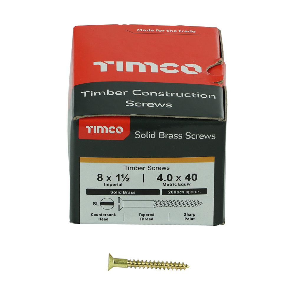 Solid Brass Timber Screws - SLOT - Countersunk | 8 x 1 1/2 additional image 3