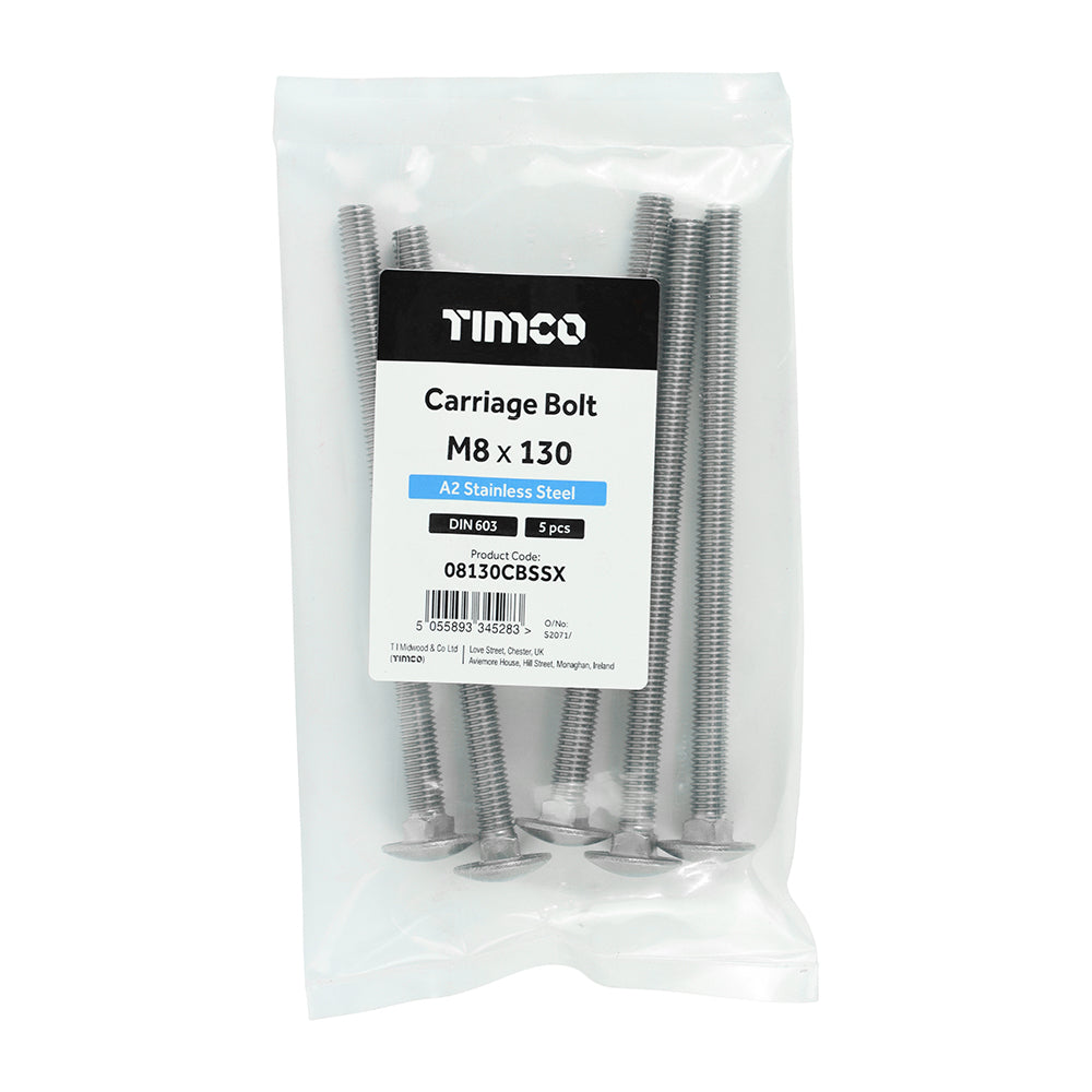 Carriage Bolts - A2 Stainless Steel | M8 x 130 additional image 2