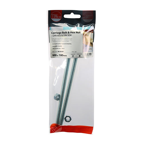 Carriage Bolts & Hex Nuts - Zinc | M8 x 180 additional image 2