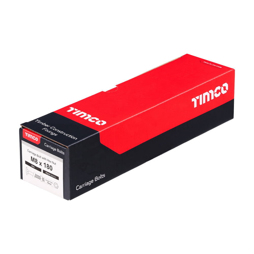 Carriage Bolts & Hex Nuts - Zinc | M8 x 180 additional image 2