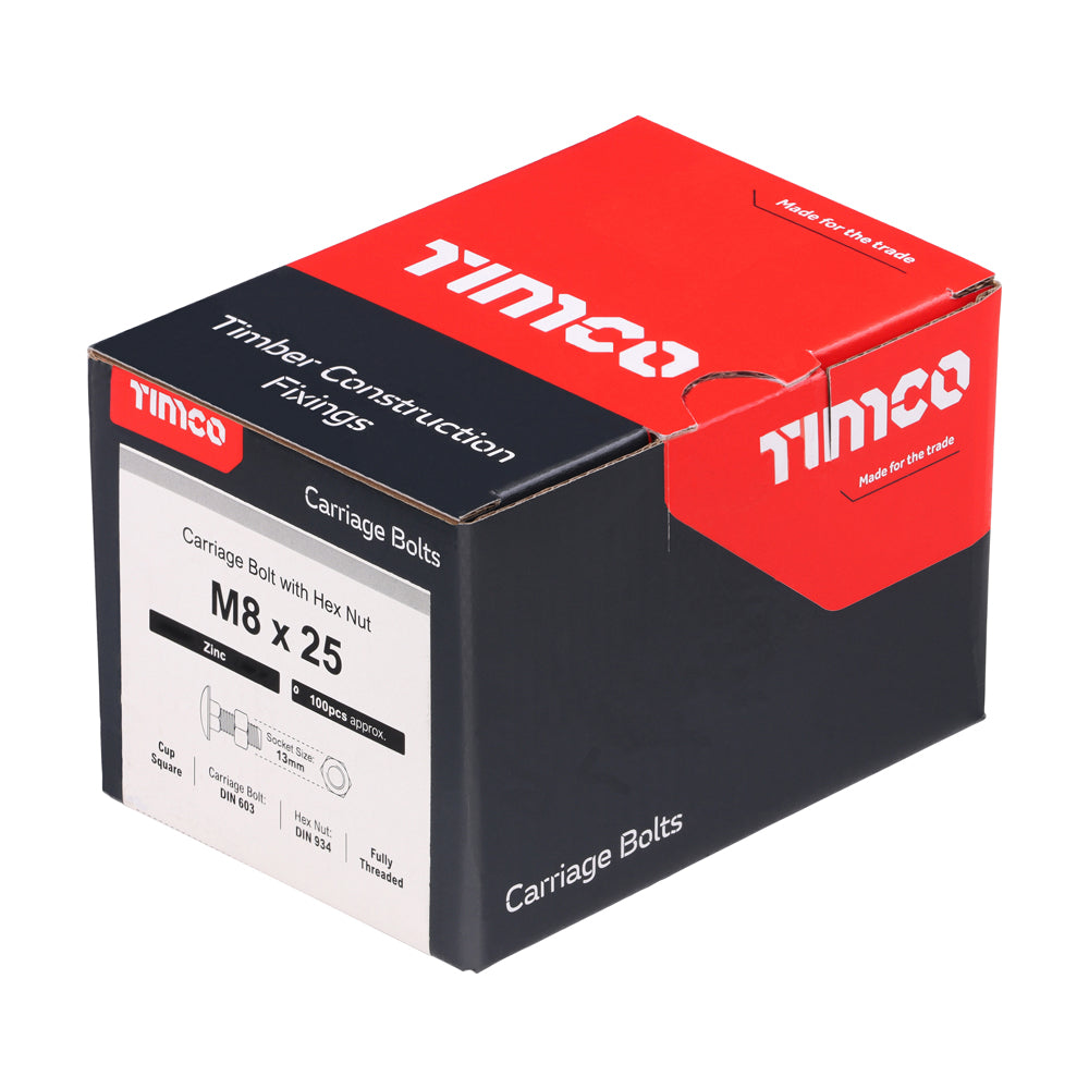 Carriage Bolts & Hex Nuts - Zinc | M8 x 25 additional image 2
