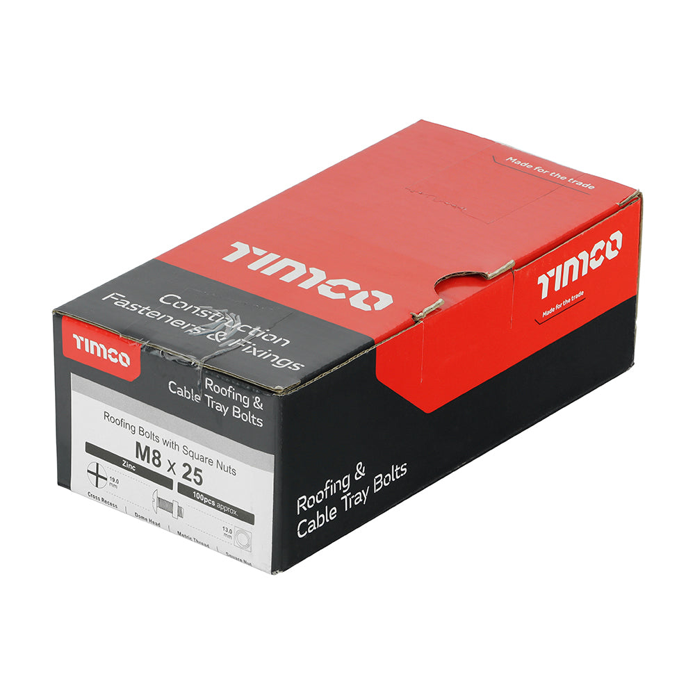 Roofing Bolts with Square Nuts - Zinc | M8 x 25 additional image 2