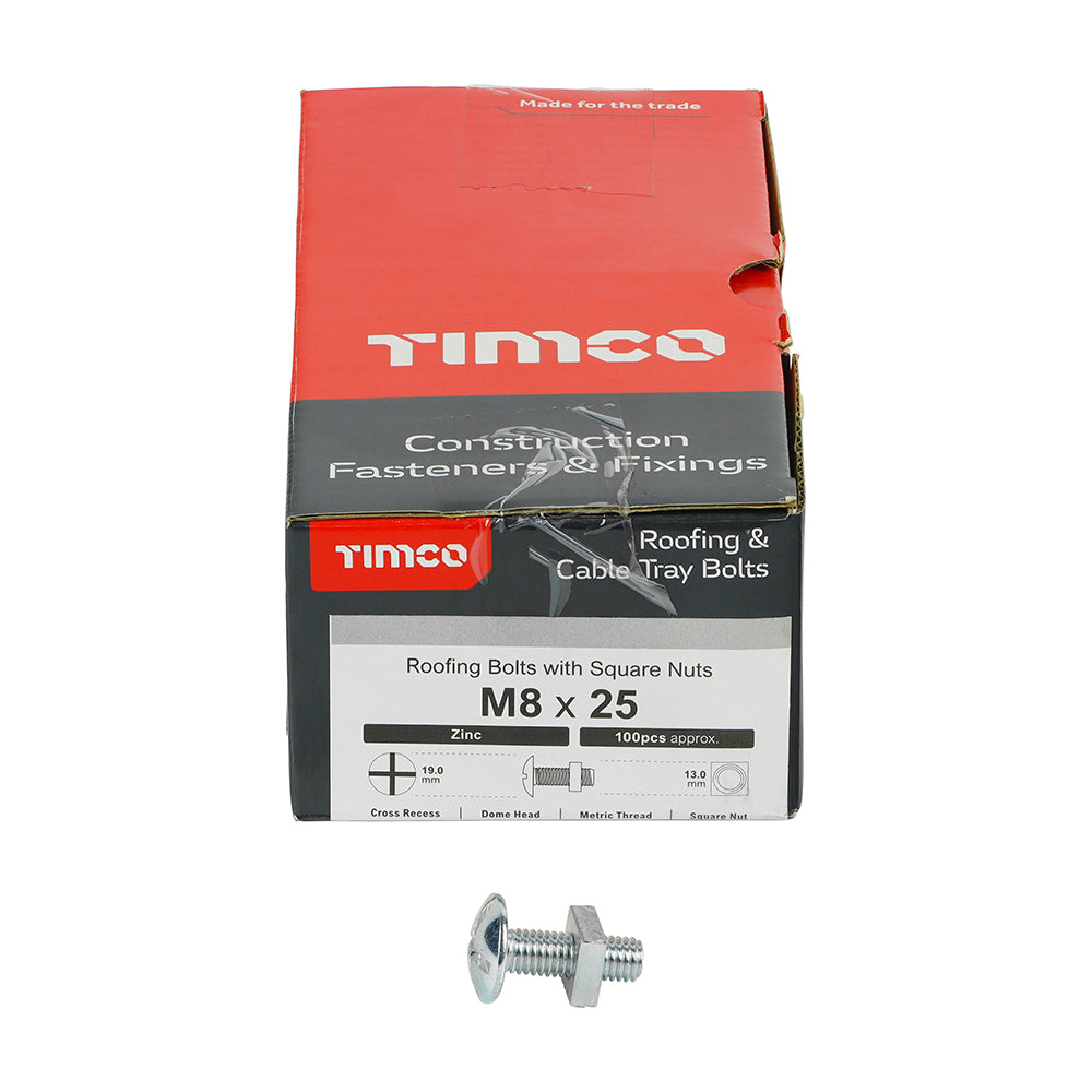 Roofing Bolts with Square Nuts - Zinc | M8 x 25 additional image 3