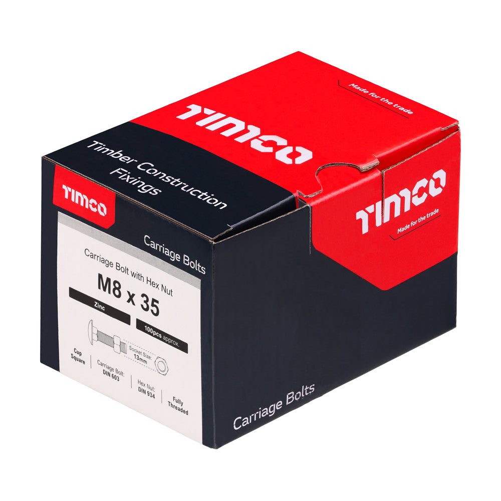 Carriage Bolts & Hex Nuts - Zinc | M8 x 35 additional image 2
