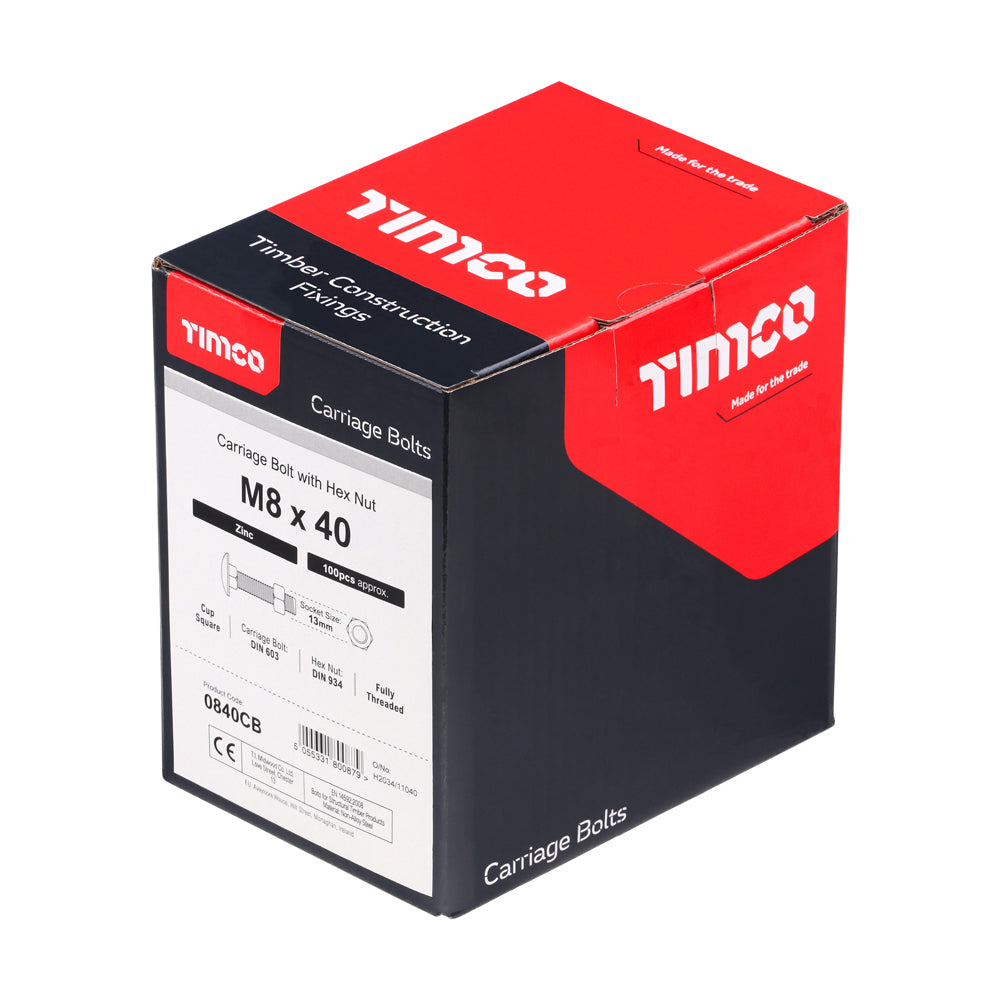 Carriage Bolts & Hex Nuts - Zinc | M8 x 40 additional image 2