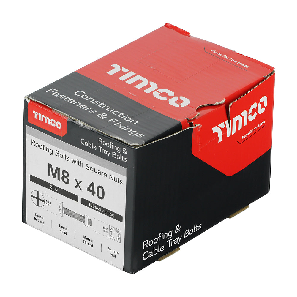 Roofing Bolts with Square Nuts - Zinc | M8 x 40 additional image 2