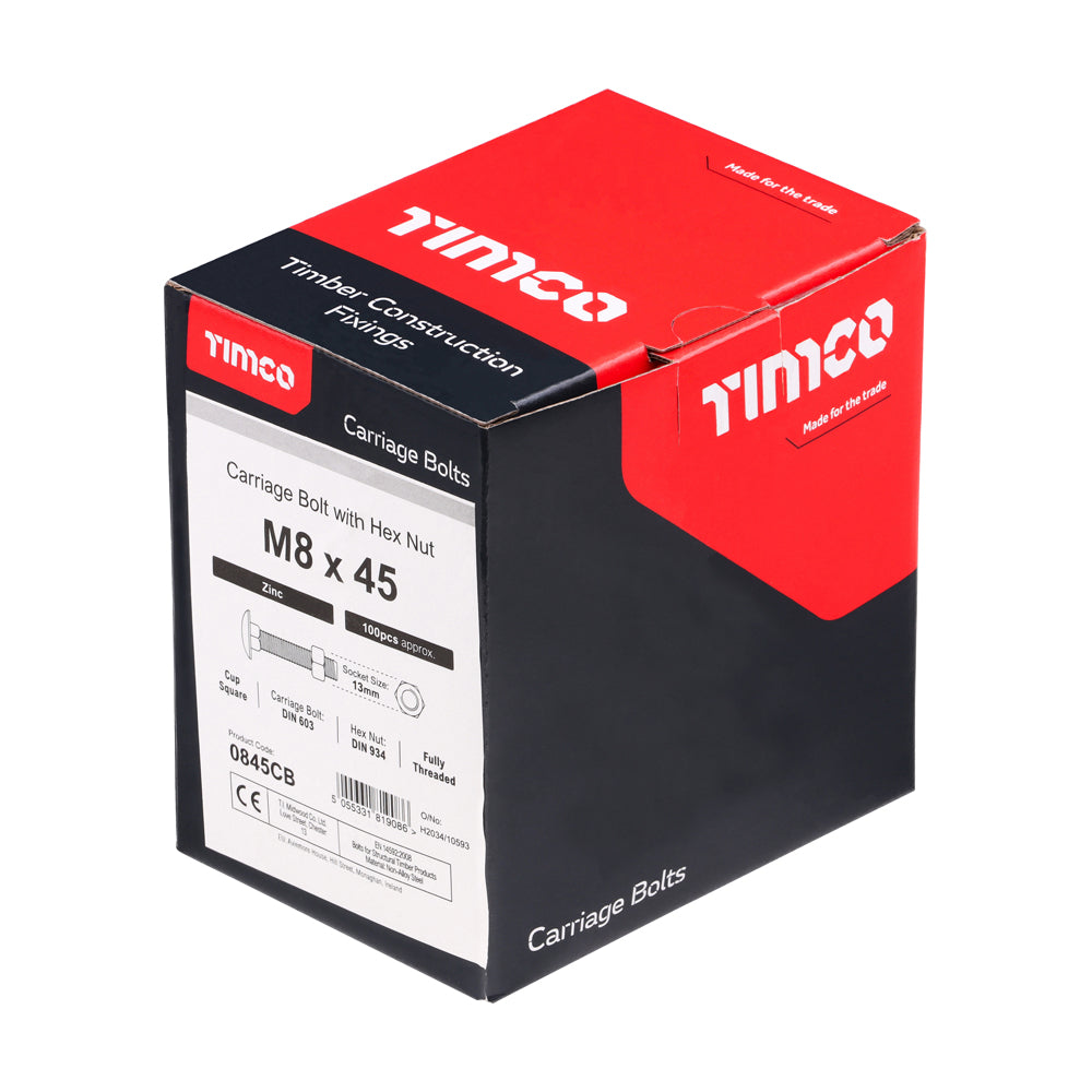 Carriage Bolts & Hex Nuts - Zinc | M8 x 45 additional image 2