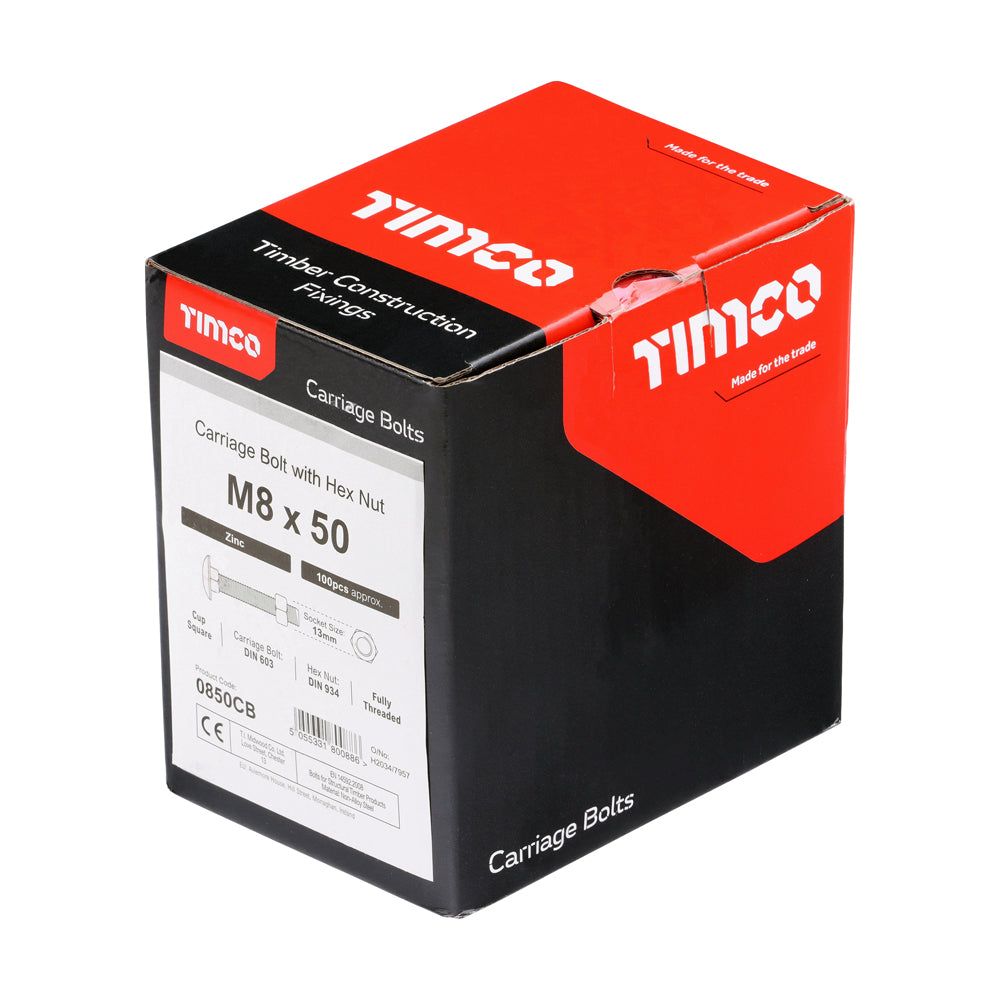 Carriage Bolts & Hex Nuts - Zinc | M8 x 50 additional image 2