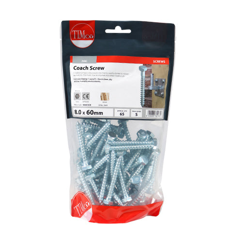 Coach Screws - Hex - Zinc | 8.0 x 60 additional image 3