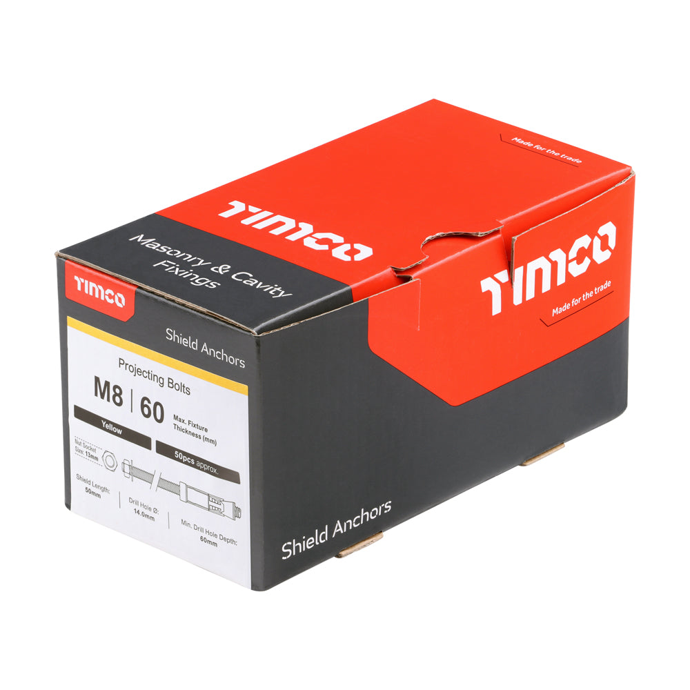 Shield Anchor - Projecting Bolts - Yellow | M8:60P (M8 x 120) additional image 2