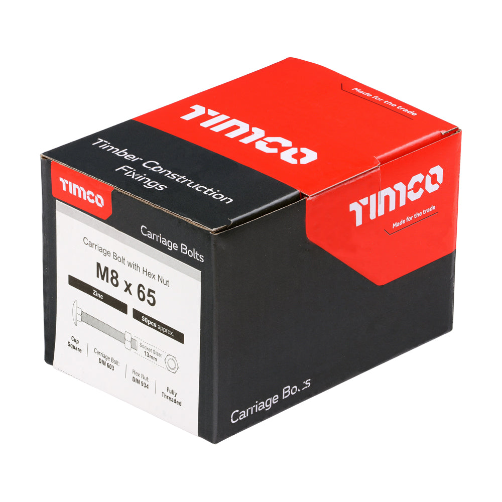 Carriage Bolts & Hex Nuts - Zinc | M8 x 65 additional image 2