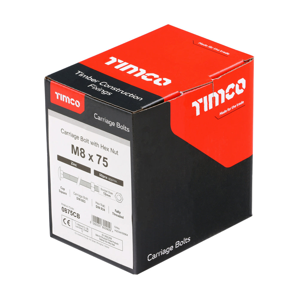 Carriage Bolts & Hex Nuts - Zinc | M8 x 75 additional image 2