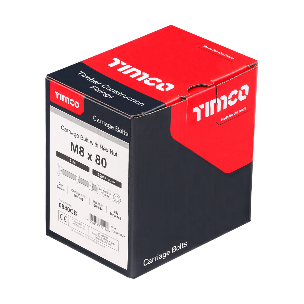 Carriage Bolts & Hex Nuts - Zinc | M8 x 80 additional image 2