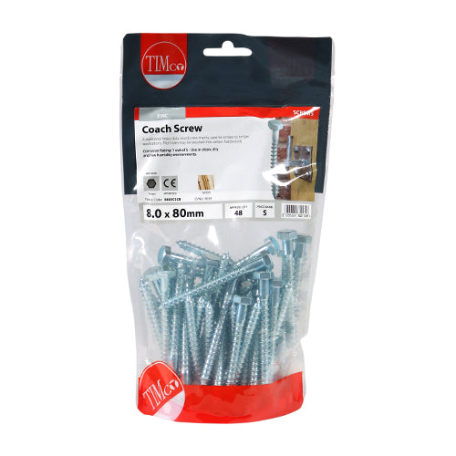 Coach Screws - Hex - Zinc | 8.0 x 80 additional image 3